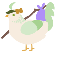 A cream and gluppy chicken with a neck-speckle pattern
