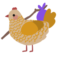 A beige and ochre chicken with a lace pattern