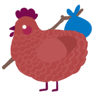 A red chicken with a lace pattern