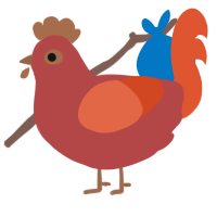 A red and vermilion chicken