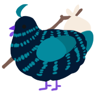 A tumblr and sea chicken with a bar pattern