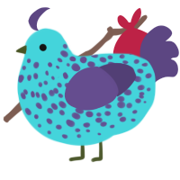 A aqua and overcast chicken with a speckle pattern