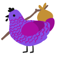 A blurple and plum chicken with a lace pattern