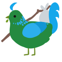 A viridian and sky chicken with a neck-speckle pattern
