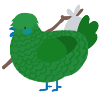 A viridian and leaf chicken with a lace pattern