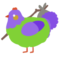 A grass and blurple chicken with a head pattern