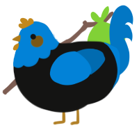 A black and sapphire chicken with a head pattern