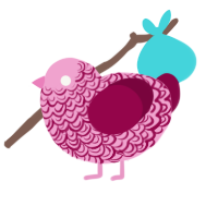 A pink and maroon chicken with a double-lace pattern