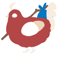 A red and cream chicken