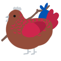 A russet and crimson chicken with a half-lace pattern