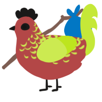 A red and lime chicken with a half-lace pattern
