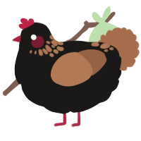 A sable and brown chicken with a neck-speckle pattern