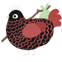 A sable and red chicken with a lace pattern