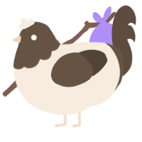 A cream and bark chicken with a head pattern