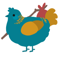 A sea and ochre chicken with a neck-band pattern