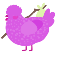 A orchid chicken with a speckle pattern