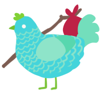 A aqua and mint chicken with a lace pattern
