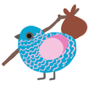 A cerulean and pink chicken with a lace pattern