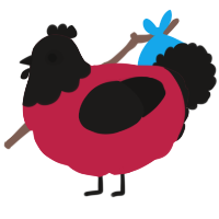 A crimson and sable chicken with a head pattern