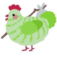 A gluppy and grass chicken with a bar pattern