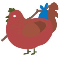A red and russet chicken with a half-lace pattern