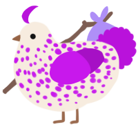 A cream and amethyst chicken with a speckle pattern