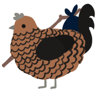 A brown and sable chicken with a lace pattern