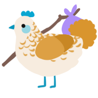 A cream and orange chicken with a half-lace pattern