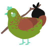 A chartreuse and russet chicken with a half-lace pattern