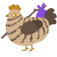 A beige and bark chicken with a bar pattern