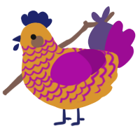 A orange and plum chicken with a lace pattern