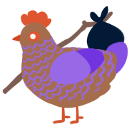 A brown and blurple chicken with a lace pattern
