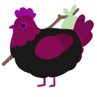 A sable and wine chicken with a head pattern