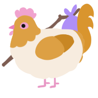 A cream and orange chicken with a head pattern