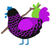 A black and amethyst chicken with a lace pattern
