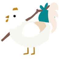 A white and cream chicken with a head pattern