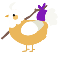 A honey and white chicken with a head pattern