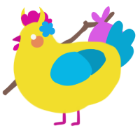 A yellow and cerulean chicken