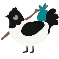 A white and black chicken with a head pattern