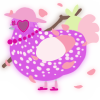 A orchid and rose chicken with a speckle pattern