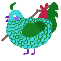 A aqua and leaf chicken with a lace pattern