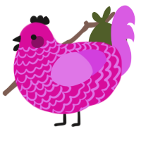 A fuchsia and orchid chicken with a lace pattern