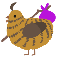 A gold and bark chicken with a bar pattern