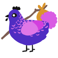 A indigo and orchid chicken with a half-lace pattern