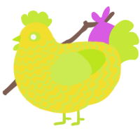A yellow and lime chicken with a lace pattern