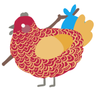 A crimson and honey chicken with a double-lace pattern