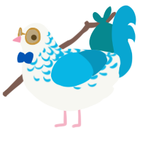 A white and cerulean chicken with a half-lace pattern