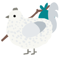 A white and mist chicken with a speckle pattern