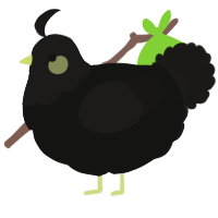 A black and sable chicken with a head pattern