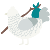 A white and silver chicken with a lace pattern